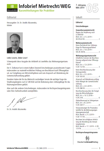  Infobrief Mietrecht/WEG